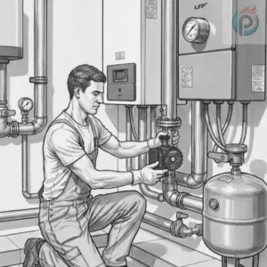 Pompa obiegowa w instalacji ogrzewania podłogowego – montaż i regulacja pompy cyrkulacyjnej przy rozdzielaczu i źródle ciepła w instalacji grzewczej.