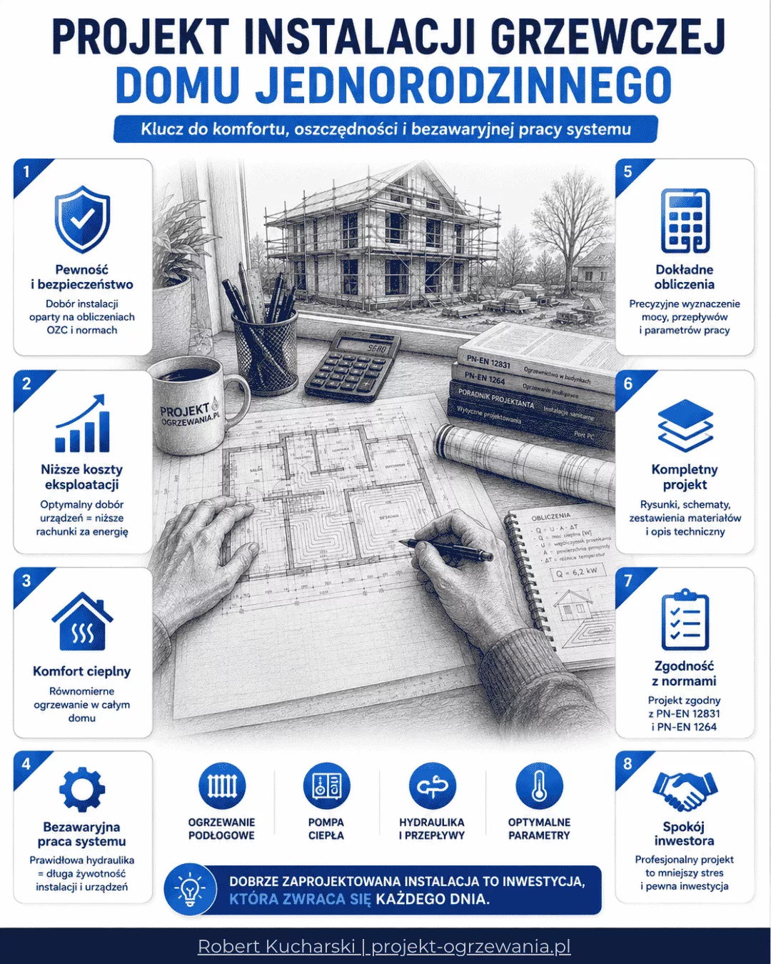 Miniatura infografiki: Projekt instalacji grzewczej domu jednorodzinnego